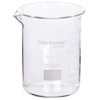 Cole-Parmer Elements Low-Form Beaker, Glass, Griffin Style, Graduated, 4000 mL
