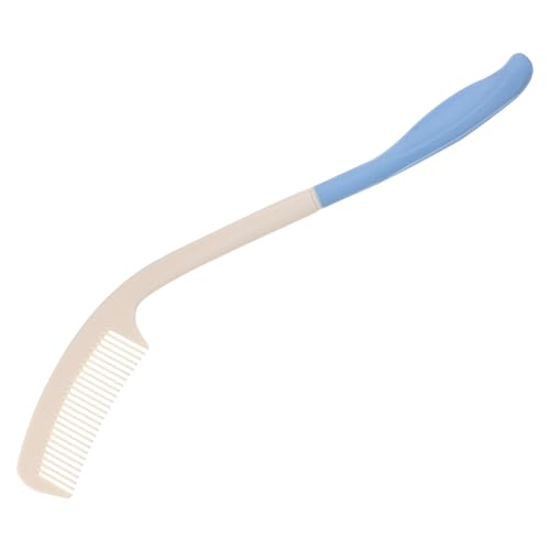 Hohopeti Peine Curvado con Mango para Mayores y Personas con Discapacidad Peine Reutilizable para Cuidado Diario Material Duradero Fácil de Usar y Cómodo el Cabelludo Color Azul y Blanco