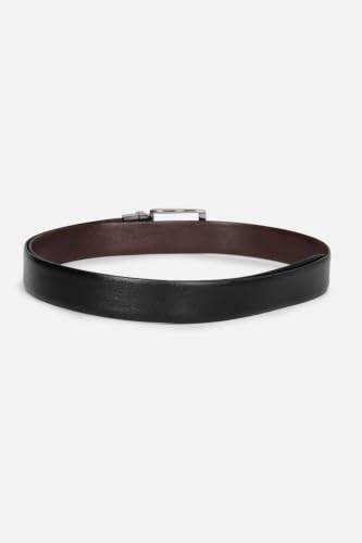 Image of Louis Philippe Men's 100% Italian Leather Brush Gun Metal Buckle Formal Reversible Belt