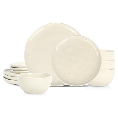 Stone Lain Mirella 12-Piece Dinnerware Set Stoneware, Beige Cover