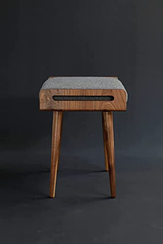Image of Streem Furniture Stool /Seat /Ottoman /Bench In Solid Sheesham Wood Stool With Cushion | Sitting Chair With Handle /Stool For Sitting (Style - 01), Brown