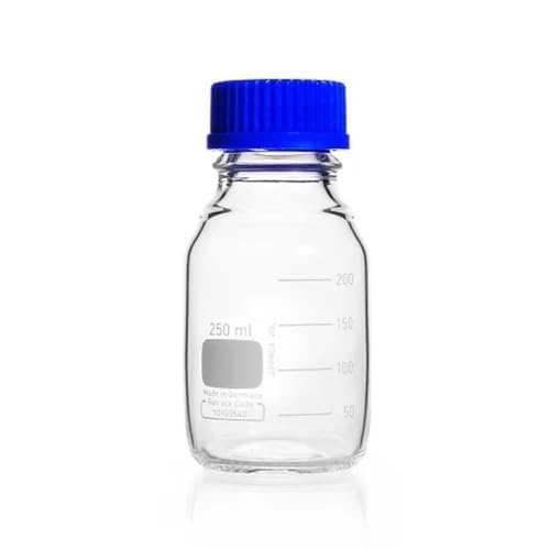 Flacon de laboratoire en verre transparent avec bague et bouchon