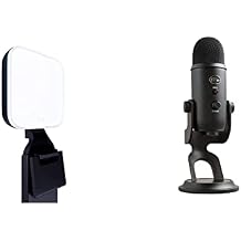 Blue Yeti USB Microphone for PC, Mac, Gaming, Recording, Streaming, and Podcasting + Logitech Litra Glow Premium LED Streaming Light with TrueSoft, brightness & color temp settings - Blackout
