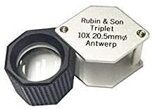 Rubin & Son 10x Hastings Triplet Loupe Chrome Rubber Grip 21mm with Lanyard