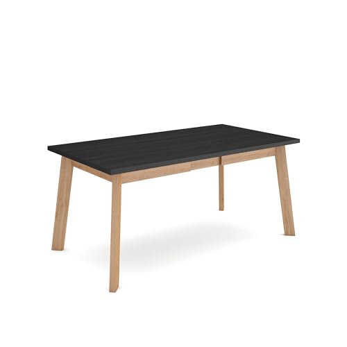 Table de salle à manger moderne 8 places en chêne et pieds noirs