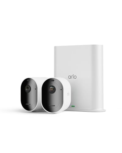 Arlo Pro 5 2K + SmartHub, Caméra de Surveillance WiFi Extérieure sans Fil,Batterie Rechargeable Longue durée, Vision Nocturne Couleur Avancée, Sirène, Essai Secure Inclus, 2 Caméras Blanc