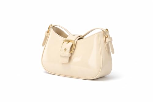 Image of Korean Style Leather Shoulder Bag with Buckle Glossy Finish Crossbody Purse for Daily Use Travel & Shopping Phone Purse with Adjustable Strap Lightweight Trendy Bag for Girls