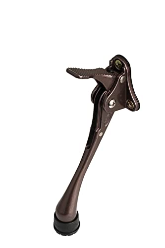 CG PLUS Door Stopper, One-Touch semi-Automatic Metal Door Stopper, with Non-Slip Rubber Tip for Wood, Concrete, Tiled, and Carpeted Floors (6inch x 1pack, Brown)