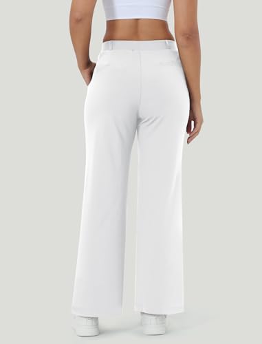 Image of Wide Leg Work Pants for Woman Stretchy Office Slack Dress Pants Business Trousers with Pockets