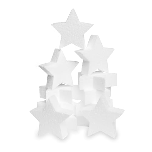 FoamGoods.Co 3-Inch Foam Stars (12-Pack) USA Made 1-Inch Thick Star Foam Shapes for Crafts, DIY Projects, Cakes, Decorations, Arts, Modeling, Sculpting, Friendship Bracelets, Easy to Cut & Paint