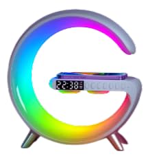 DAVXS - Lampe de Table Intelligente Blanc : Lampe d'Ambiance Haut-Parleur Bluetooth, Chargeur sans Fil, Tactile à Intensité Variable avec Synchronisation de la Musique