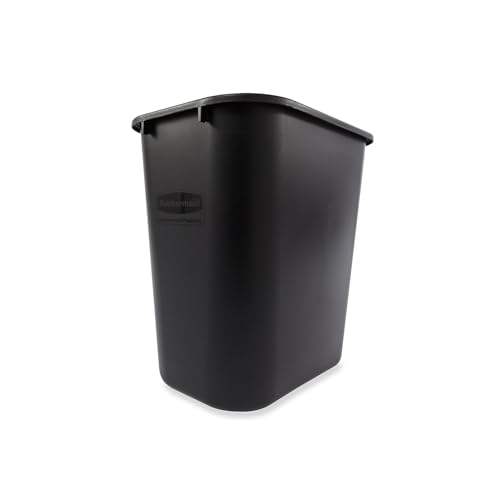 B&M Rubbermaid 295600Bk Deskside Plastic Wastebasket, Rectangular, 7 Gal, Black