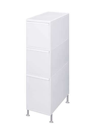 ライクイット ダスト 分別引出し ステーション ボトル 3段 アジャスター付き 幅25.5㎝ 65L ホワイト 日本製 BW-12BA 引出し分別ペール 大容量 多分別 ダストボックス