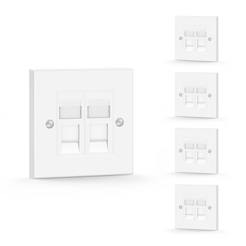 Image of VCE Cat6 RJ45 Socket with RJ45 Module, Single Port, White, 5 Pack