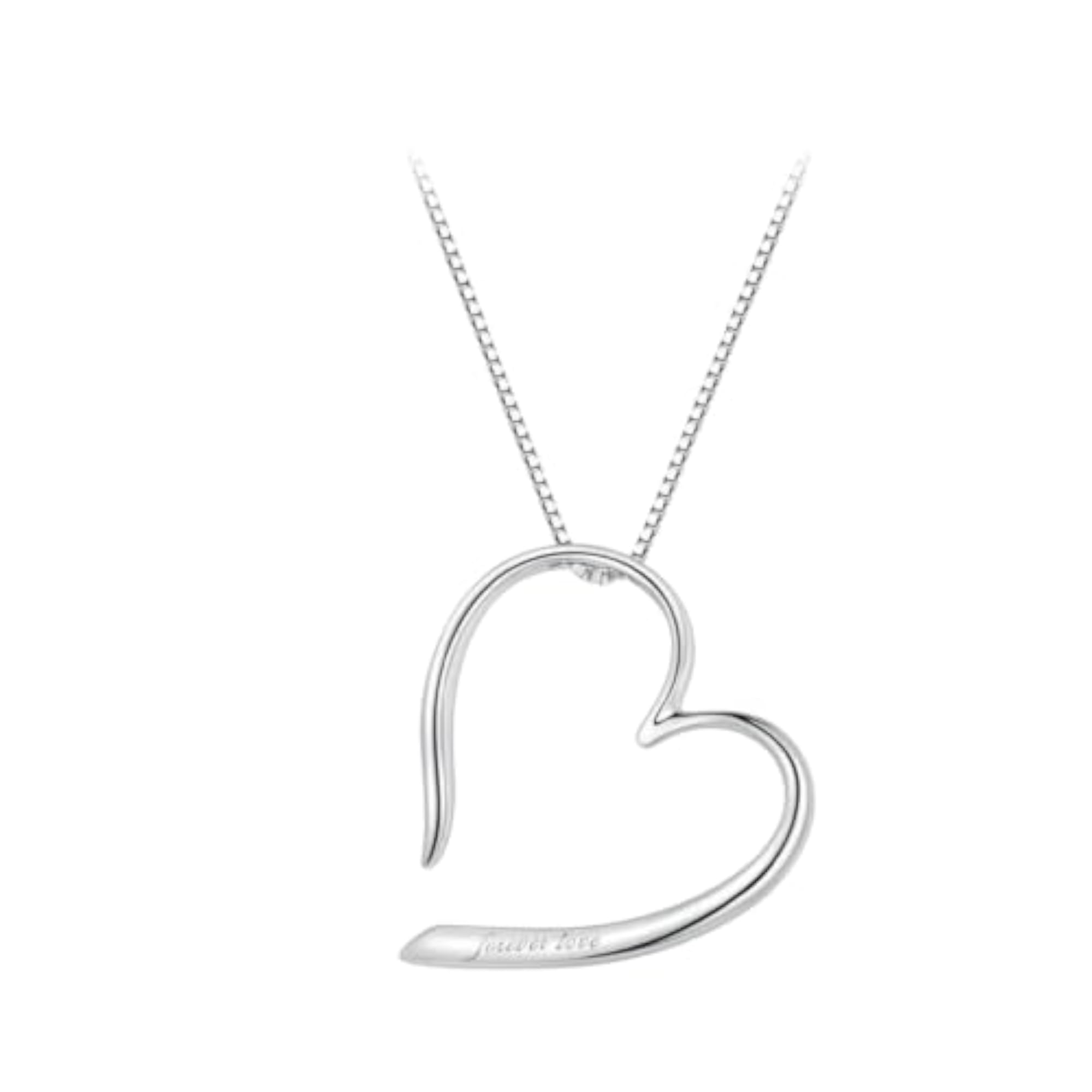 925 Sterling Silver Partial Heart Necklace for Women