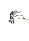 Ideales Geschenk Krawattennadel Ente aus feinem englischen Zinn auf Zaumzeug mit Kette c41
