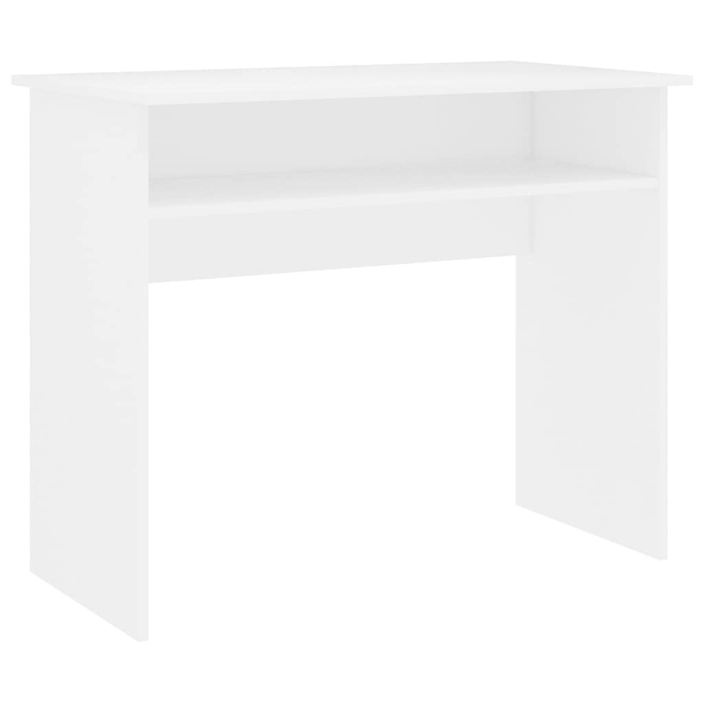 Escritorio blanco 90 x 50 x 74 cm, moderno escritorio para ordenador de madera con compartimento para oficina en casa, habitación juvenil y espacios pequeños, fácil de limpiar