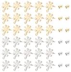 UNICRAFTALE about 80pcs 2 Colors Flower Stud Earring Findings with Loop 201 Stainless Steel Earring Making Kit with 80pcs Stainless Steel Ear Nuts Earring Studs for Jewellery Making