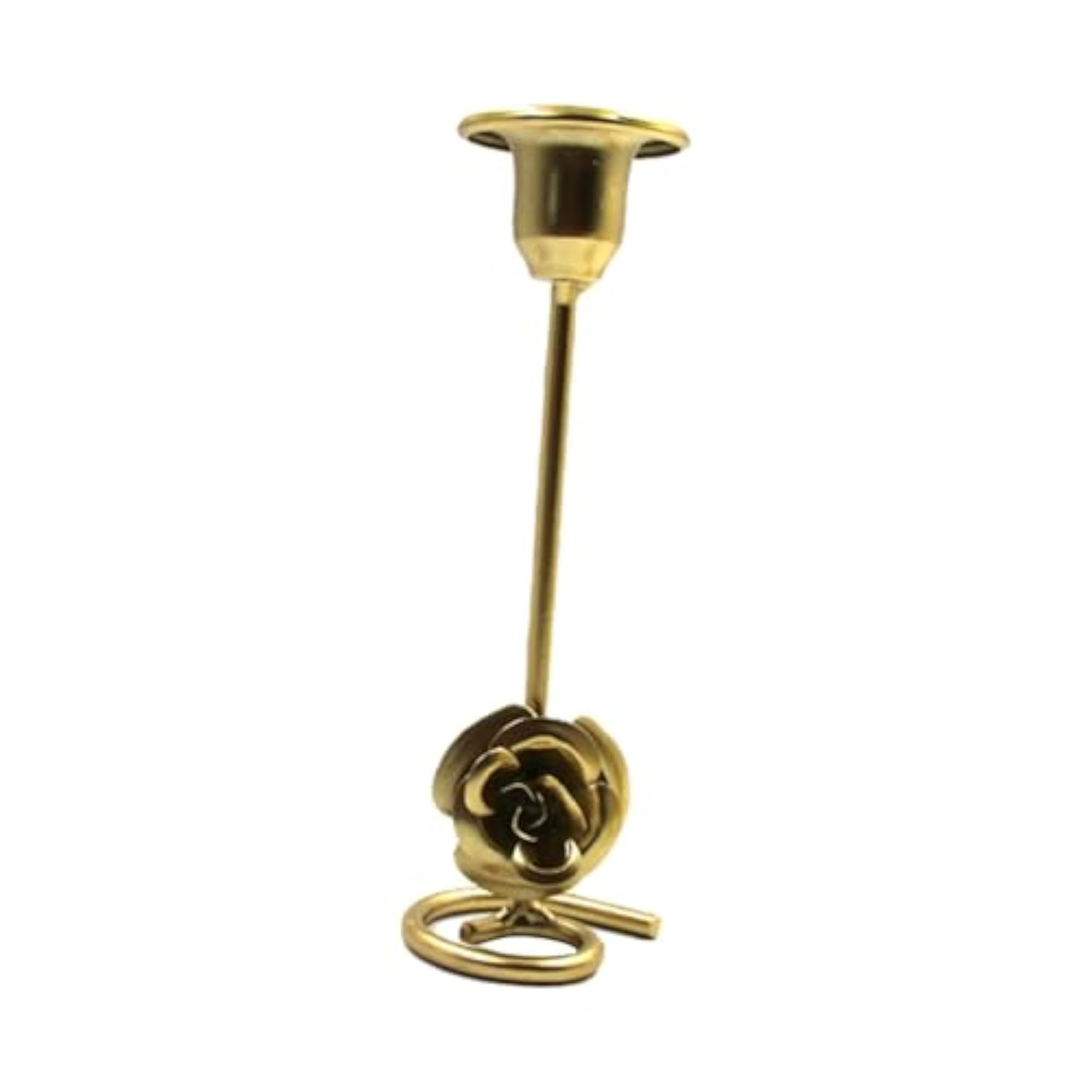 4x Taper Candle Holder Flower Creative for Wedding Dining Table - Gold