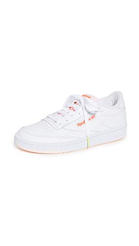 Image of Reebok womens Club C Sneaker, White /Ceramic Pink /Orange Flare, 6.5 US