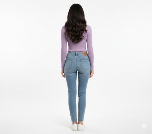 Image of Women Ribbed High Neck Full Sleeve Pullover Sweater|Solid Stretchable Slim Fit Winter Wear Top for Casual & Office Use