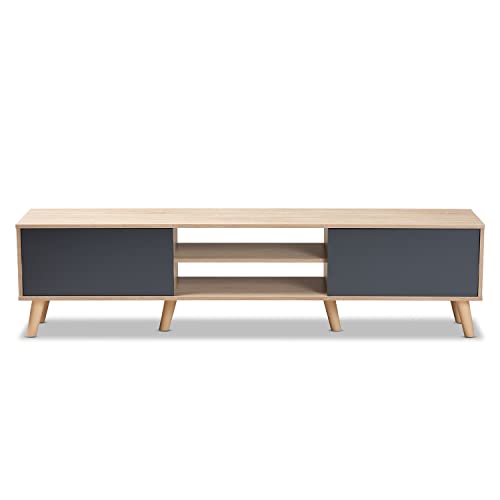 Baxton Studio Clapton Modern And Contemporary Two-Tone Grey And Oak Brown Finished Wood Tv Stand #TOP3