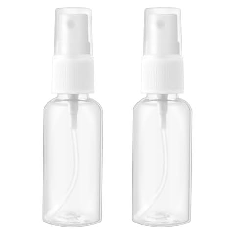 Hariendny 2 Pcs Spray Bottles Clear Plastic Spray Bottles Small Spray Travel Size Fine Mist Perfume Bottle Refillable Mini Empty Spray Bottle for Perfume Hair Travel（1oz/30ml ） Cover