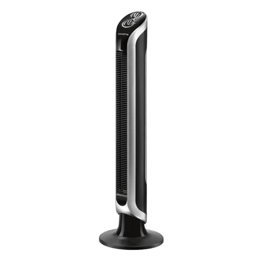 Rowenta Eole Infinite VU6620 Ventilador de pie, torre de 1 m de alto con 3 velocidades, oscilación de 180° y temporizador hasta 3 horas, 43 dBA, Negro