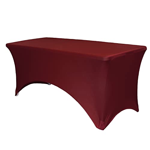 Stretch Spandex 6 ft Rechteckiger Tisch Bezüge burgunderfarben Cover