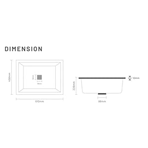 KrissKross Granite/Quartz Kitchen Sink Single Big Bowl- Quartz Classic Sink 24 x 18 x 9 inch, Matt finish with Sink Coupling/Waste Pipe (Black Color)