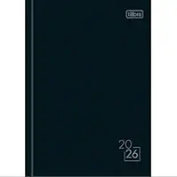 Tilibra -Agenda 2026 Média Costurada Diária Spice Preta, 14,5 x 20,5 cm Capa Dura Preta 160 Folhas Visão Uma Página Por Dia Exceto Sábados e Domingos Horário 7h e 21h