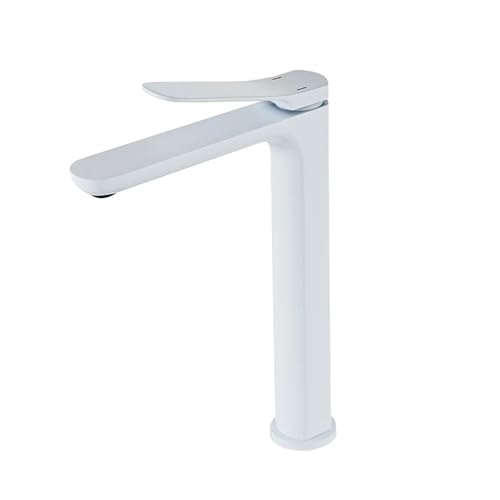 Robinet de salle de bain haut de gamme mitigeur monotrou au design épuré noir et blanc pour vasque