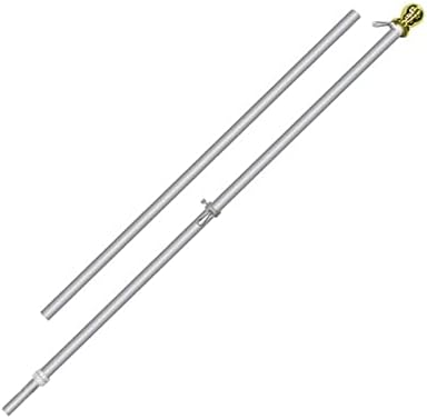 6ft Spinning Flag Pole - Silver Flag Pole & Gold Topper - Outdoor Wall Hanging Tangle Free Spinning Flag Pole - Black Label Special Edition