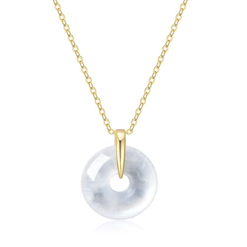 COAI Collier Argent 925 Femme Or, Pendentif Pi Chinois, Collier Pierre de Lune Femme