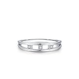 Gualiy Alianzas de boda para mujer, oro blanco, anillo de compromiso hueco de 9K/14K/18K con diamante redondo, anillos de aniversario, talla H 1/2-V 1/2, R 1/2, Oro blanco de 18 quilates, Diamante
