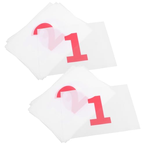 DIYEAH Dorsales para Correr Reutilizables 10 Piezas, Números Rojos sobre Fondo Claro, Ligeros y Resistentes Intemperie para Atletismo y Carreras al Aire Libre