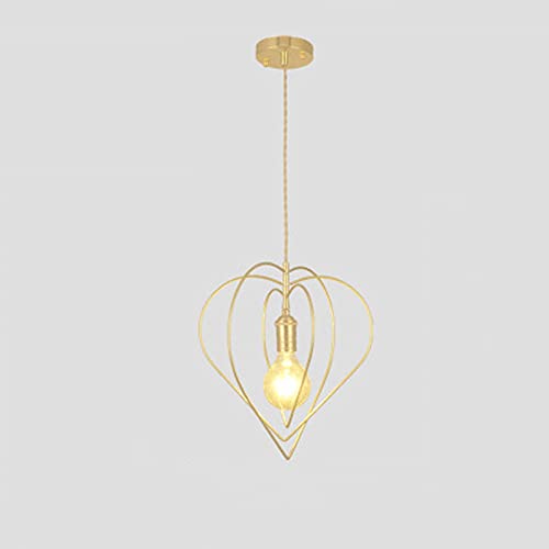 Chandelier en or moderne nordique en fer forgé en forme de coeur pour plafond