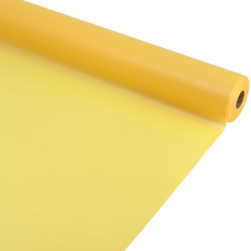 70 cm x 50m Rollo de Celofán Mate 'Sugar' (Papel Coreano) - Grosor 50 Micras - Plástico Semitranslúcido de Colores para Envoltura de Regalos, Ramos de Flores - Envoltorio de Lujo (Amarillo)