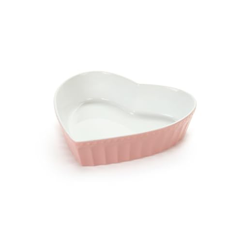 Nuvole di Stoffa Pirofila da forno a cuore in porcellana rosa Shabby Chic 25x24x6 cm