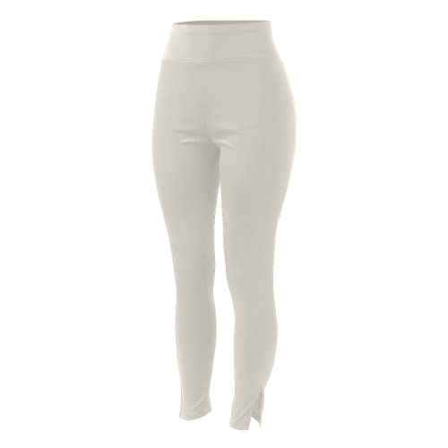 Fashion Ribbed Seamless Leggings For Women Side Split Hem High Waisted Elastic Running Sports Workout Gym Yoga Pants(Beige,Medium) #TOP6