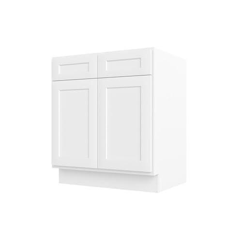 Image of Furinno Shaker Bath Vanity Cabinet Without Top, Ready to Assemble, 21 D x 30 W x 34.5 H, White