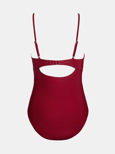 Image of CUPSHE One Piece Swimsuit for Women Bathing Suits Twist Front Cutout Adjustable Straps Ruched Swimwear