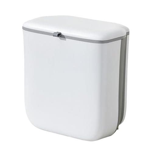 Poubelle à compost de cuisine – Conteneur sous l'évier, seau à déchets de 9 litres | Poubelle de cuisine, couvercle, petits déchets pliables, salle de bain, poubelle à compost de cuisine | Poubelle de