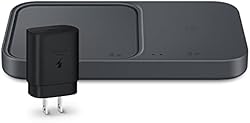 SAMSUNG 15W Wireless Charger Duo w/ USB C Cable, Charge 2 Devices at Once, Cordless Super Fast Charging Pad fo