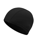 wkao Black Nylon Swimming Cap, Breathable Fabric, Snorkeling Cap, Fits 22.8 in / 58 Cm Heads
