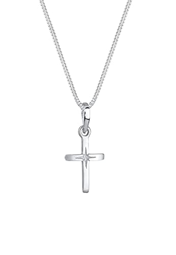 Collier croix en argent 925 gravure étoile pendentif filigrane pour femme