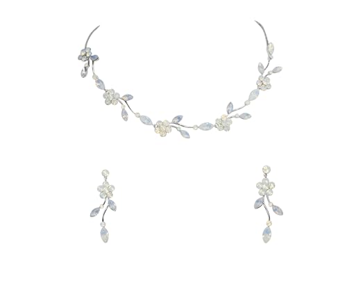 Image of Faship Gorgeous Rhinestone Crystal Floral Necklace Earrings Set