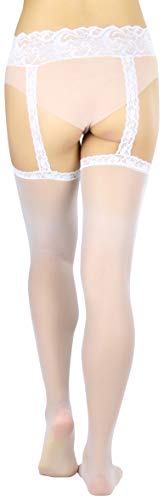 Image of ToBeInStyle Women's Attached Garter Belt Suspender Nylon Stocking Pantyhose