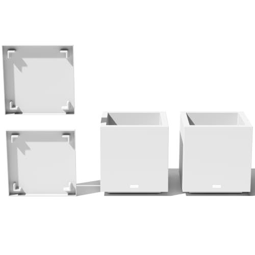 Image of Veradek Block Series Cube Planter & Drip Tray - Square Outdoor Planter Set