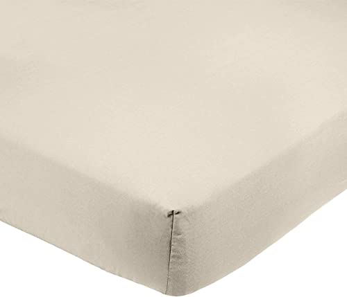 Amazon Basics Mikrofaser Spannbettlaken, 100% Polyester, Weich und Atmungsaktiv, 135cm x 190cm x 30cm, Beige